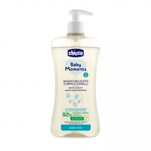 CHICCO Šampón jemný na vlasy a telo s dávkovačom Baby Moments 92 % prírodných zložiek 500 ml