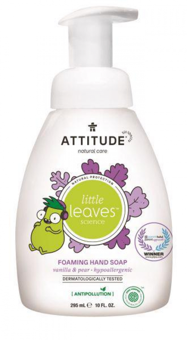 ATTITUDE Detské penivé mydlo na ruky Little Leaves s vôňou vanilky a hrušky, 295 ml