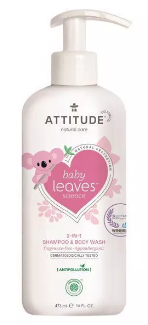 ATTITUDE Detské telové mydlo a šampón 2v1 Baby leaves bez vône 473 ml