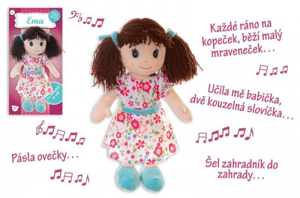 TEDDIES Bábika Ema handrová 40 cm česky hovoriaca a spievajúca