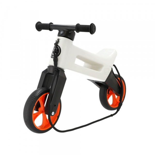 TEDDIES Odrážadlo Funny wheels Rider SuperSport biele/oranžová 2v1+popruh