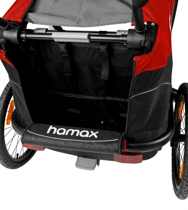 HAMAX Outback One - jednomiestny vozík za bicykel vr. ramená + kočíkovú set - Red/Black, polohov
