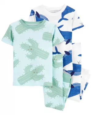 CARTER'S Pyžamo 4dielne tričko kr. rukáv 2ks, tepláky 2ks Cacti & Whale chlapec 18m