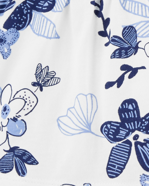 CARTER'S Set 3dielny tričko na ramienka, body na ramienka, kraťasy Blue Flowers dievča 24m