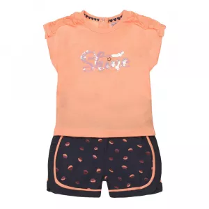DIRKJE Set 2.d tričko kr. rukáv + nohavice krukáv neónová oranžová dievča veľ.74