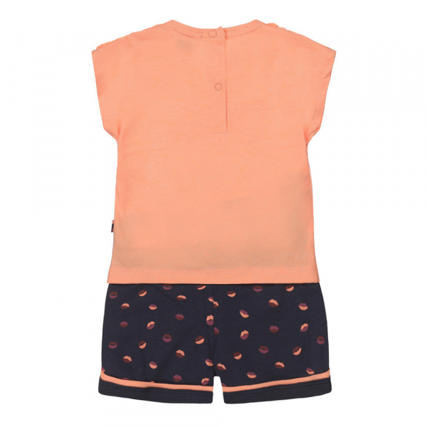 DIRKJE Set 2.d tričko kr. rukáv + nohavice krukáv neónová oranžová dievča veľ.92