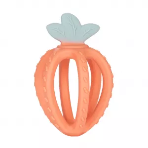 CANPOL BABIES Hryzačka silikónová senzorická 3D - jahoda oranžová