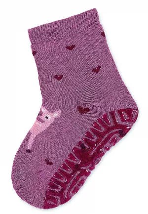 STERNTALER Ponožky protišmykové Srnka SOFT light red dievča veľ. 17/18 cm- 9-12 m
