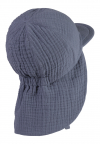 STERNTALER Čiapka so šiltom UV50+ z bavlneného mušelínu s ochranou krku modrá chlapec- 47cm 9-12m